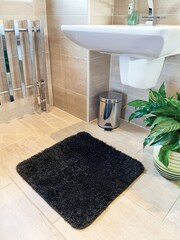 Hug Rug Black Washable Shaggy Bath Mat - Image 9 of 9