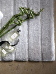 Hug Rug Grey Luxury Cotton Large Stripe Bathmat Runner - Image 1 of 2