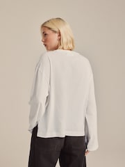 White Relaxed Long Sleeve Crew Neck T-Shirt - Image 3 of 4