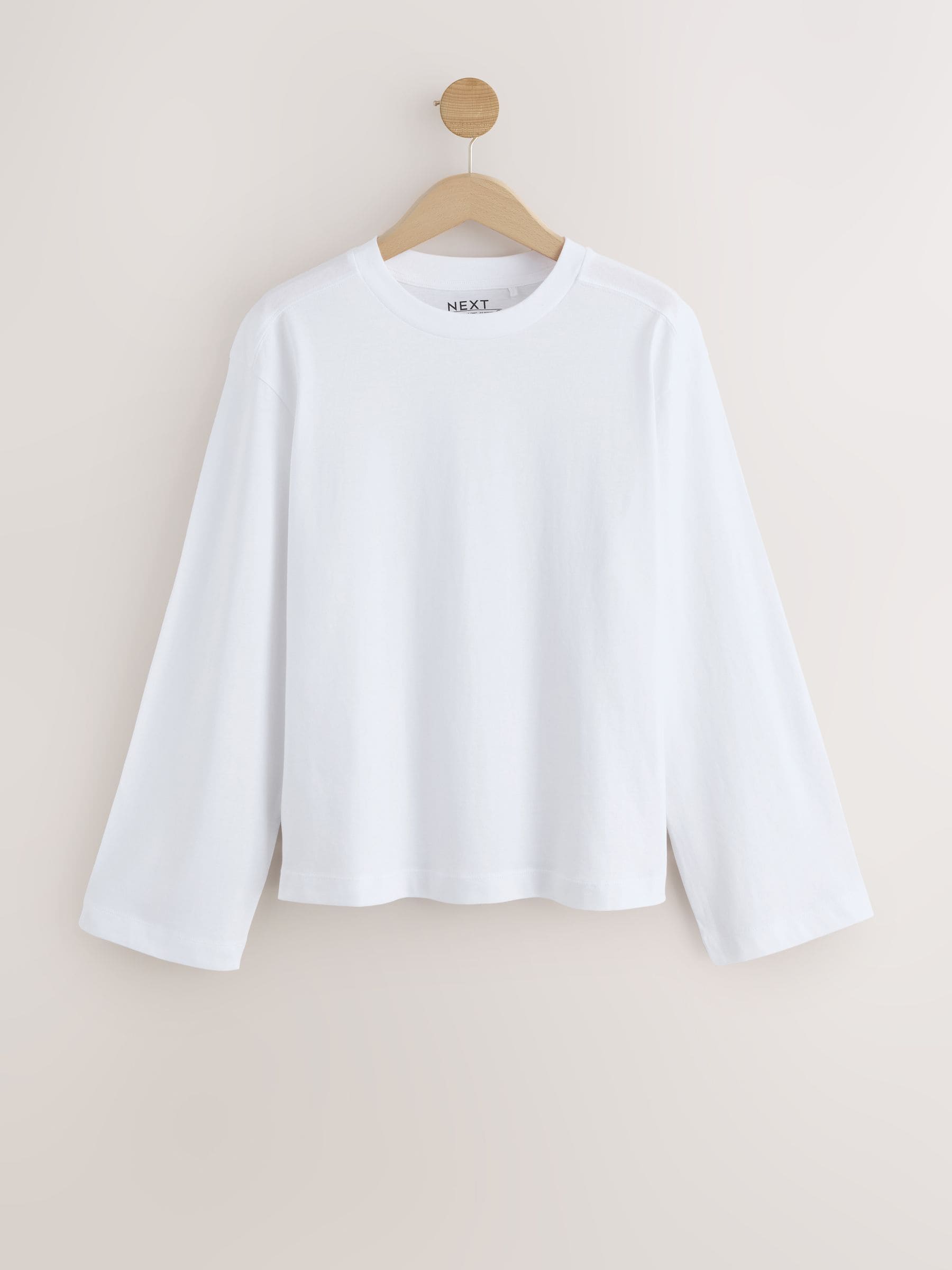 Buy White Relaxed Long Sleeve Crew Neck T-Shirt from Next USA