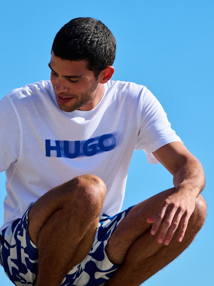 HUGO White Logo Graphic T-Shirt - Image 2 of 3 HUGO White Logo Graphic T-Shirt - Image 2 of 3