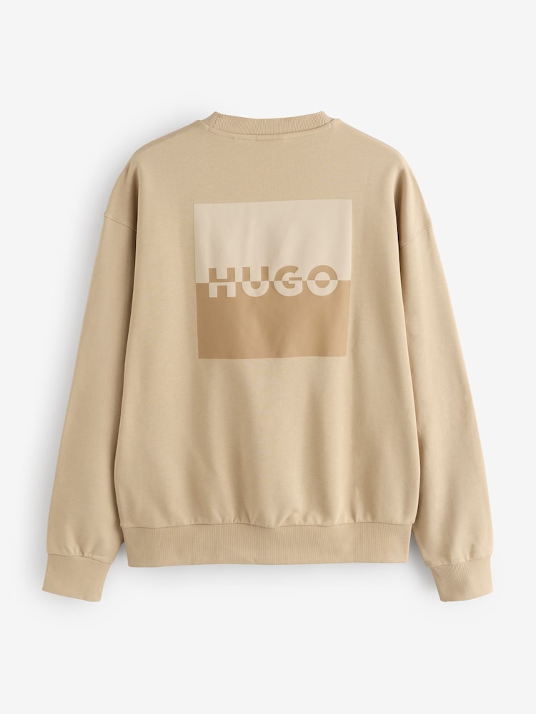 HUGO Natural Split Logo Sweatshirt - Image 2 of 2 HUGO Natural Split Logo Sweatshirt - Image 2 of 2