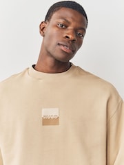 HUGO Natural Split Logo Sweatshirt - Image 4 of 7