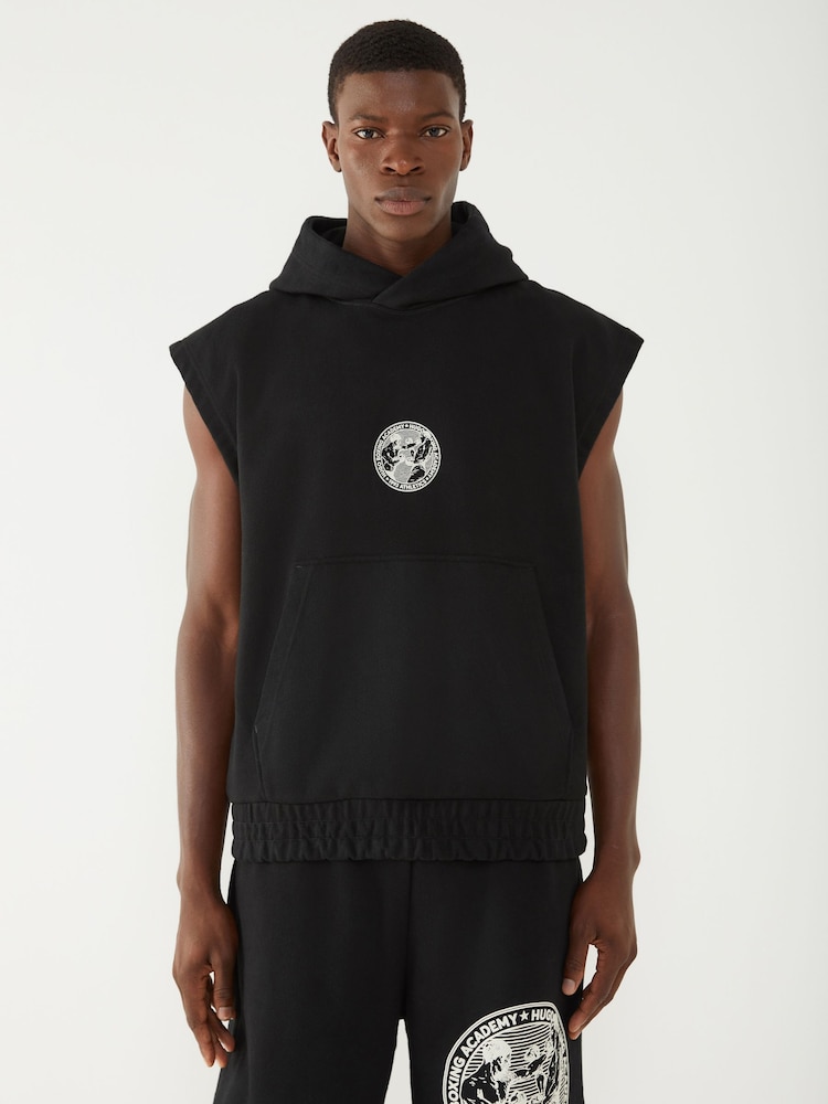 HUGO Black Sleeveless Boxing Hoodie - Image 1 of 4