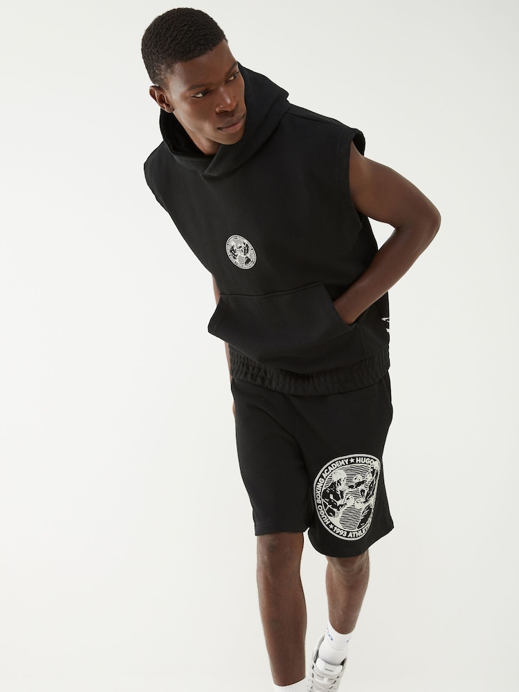 HUGO Black Sleeveless Boxing Hoodie - Image 2 of 4
