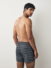 HUGO Black Logo Print Swim Shorts - Image 3 of 5