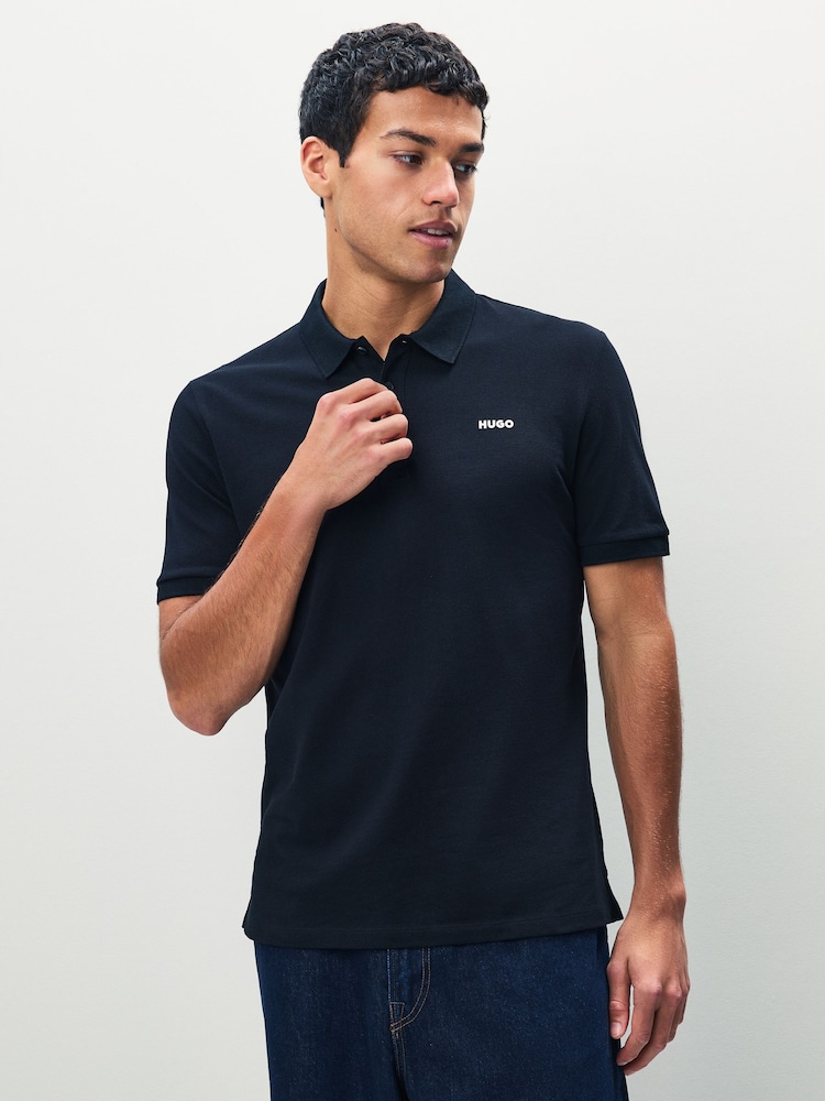 HUGO Black Logo Polo Shirt - Image 1 of 5 HUGO Black Logo Polo Shirt - Image 1 of 5