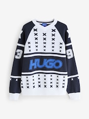 HUGO White Logo Knitted Jumper - Image 1 of 2