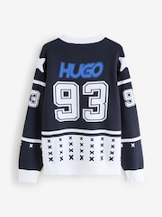 HUGO White Logo Knitted Jumper - Image 2 of 2