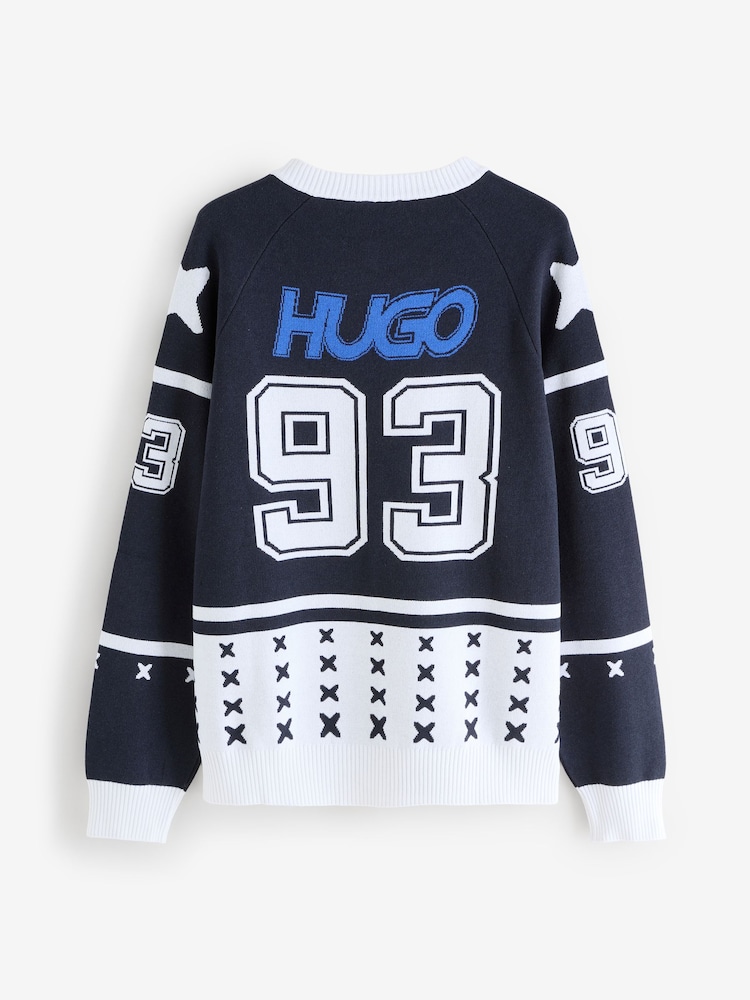 HUGO White Logo Knitted Jumper - Image 2 of 2