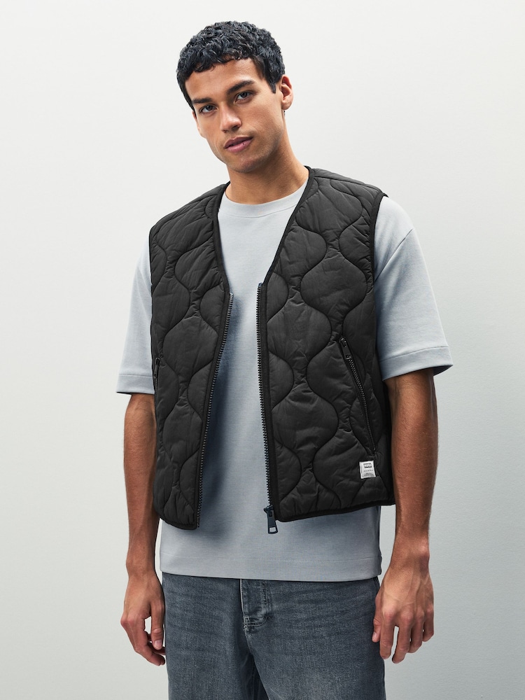 HUGO Black Quilted Gilet - Image 1 of 6 HUGO Black Quilted Gilet - Image 1 of 6