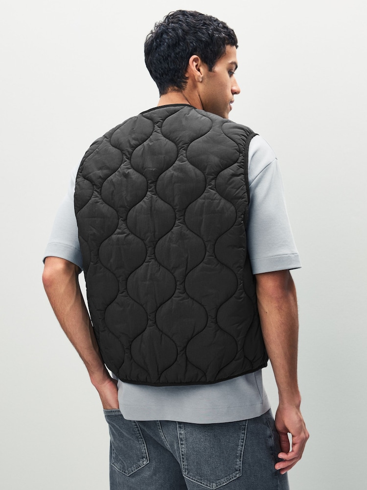 HUGO Black Quilted Gilet - Image 2 of 6