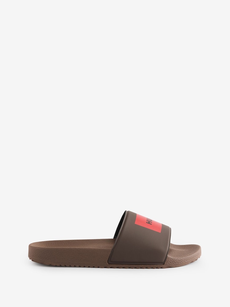 HUGO Brown Box Logo Sliders - Image 1 of 1 HUGO Brown Box Logo Sliders - Image 1 of 1