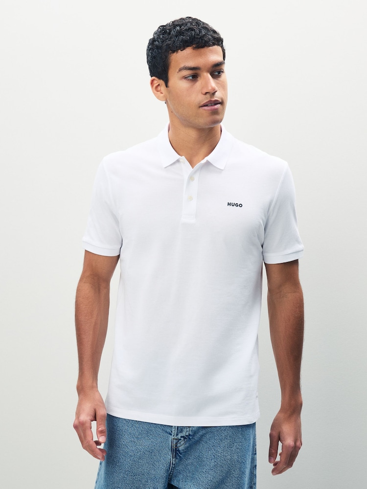 HUGO White Logo Polo Shirt - Image 1 of 4