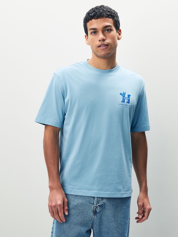 HUGO Blue Dog Print T-Shirt - Image 2 of 6 HUGO Blue Dog Print T-Shirt - Image 2 of 6