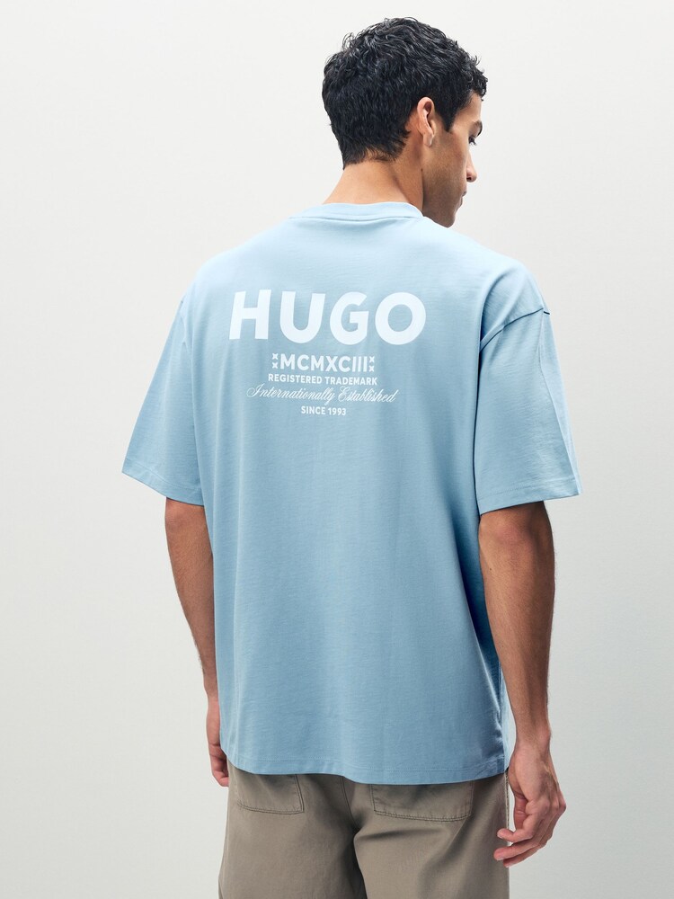 HUGO Blue Small Logo T-Shirt - Image 2 of 7 HUGO Blue Small Logo T-Shirt - Image 2 of 7