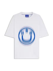 HUGO White Smiley Face Graphic Print T-Shirt - Image 3 of 3