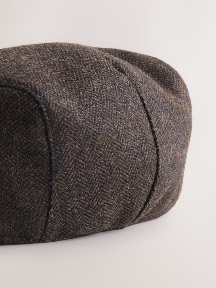 Brown Herringbone Flat Cap - Image 2 of 3