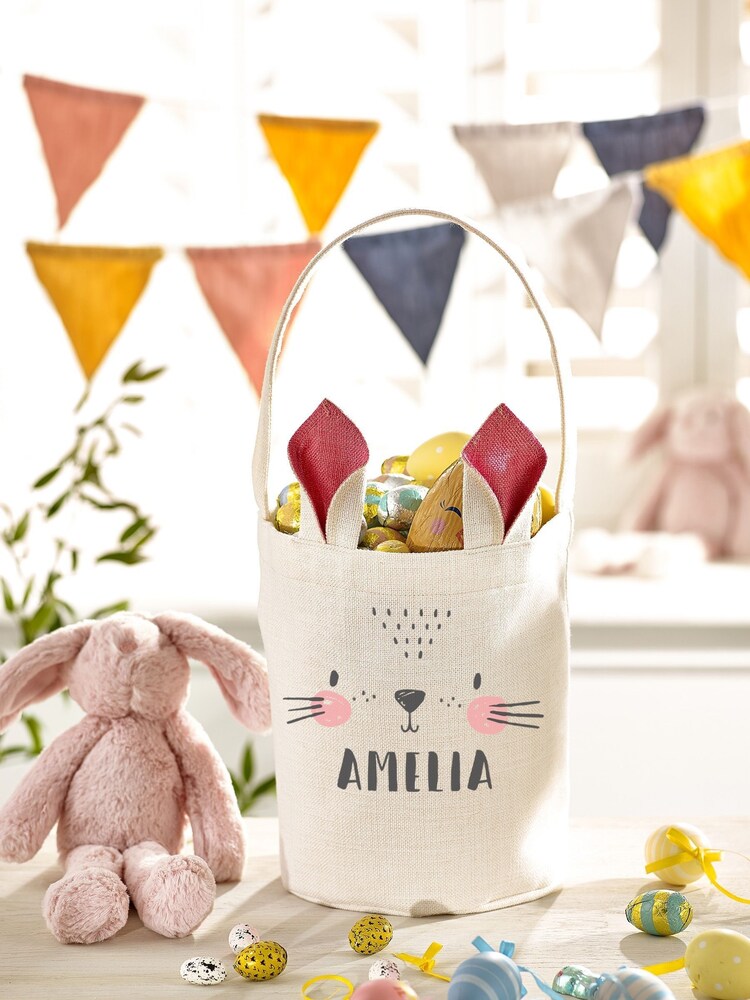Personalised 100% Cotton Easter Bunny Face Treat Bag by Loveabode - Image 3 of 4