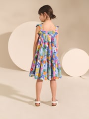 Blue Tropical Bow Strappy Summer Dress (3-16yrs) - Image 3 of 4