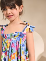 Blue Tropical Bow Strappy Summer Dress (3-16yrs) - Image 4 of 4