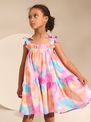 Rainbow Marble Print Bow Strappy Summer Dress (3-16yrs) - Image 1 of 4