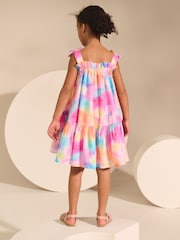 Rainbow Marble Print Bow Strappy Summer Dress (3-16yrs) - Image 3 of 4