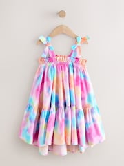 Rainbow Marble Print Bow Strappy Summer Dress (3-16yrs) - Image 5 of 8