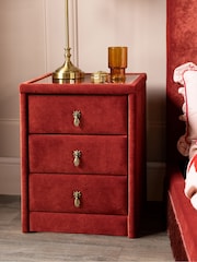 Rockett St George Luxe Needlecord Velvet Burnt Sienna Orange Starlet 3 Drawer Bedside Table - Image 1 of 5