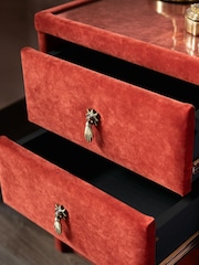Rockett St George Luxe Needlecord Velvet Burnt Sienna Orange Starlet 3 Drawer Bedside Table - Image 6 of 8
