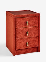 Rockett St George Luxe Needlecord Velvet Burnt Sienna Orange Starlet 3 Drawer Bedside Table - Image 7 of 8