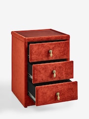 Rockett St George Luxe Needlecord Velvet Burnt Sienna Orange Starlet 3 Drawer Bedside Table - Image 8 of 8