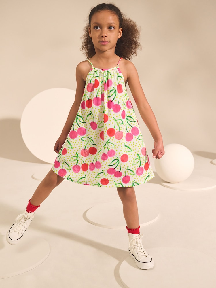 Cherry Print 100% Cotton Summer Dress (3-16yrs) - Image 2 of 3