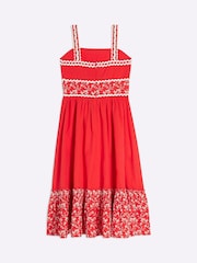 River Island Red Girls Embroidered 100% Cotton Maxi Dress - Image 2 of 6