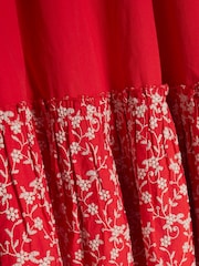 River Island Red Girls Embroidered 100% Cotton Maxi Dress - Image 6 of 6