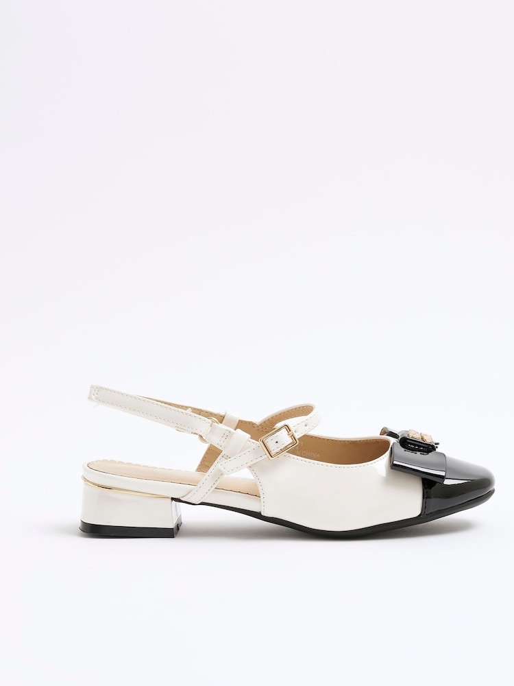 River Island Cream Girls Bow Slingback Shoes - Image 1 of 5