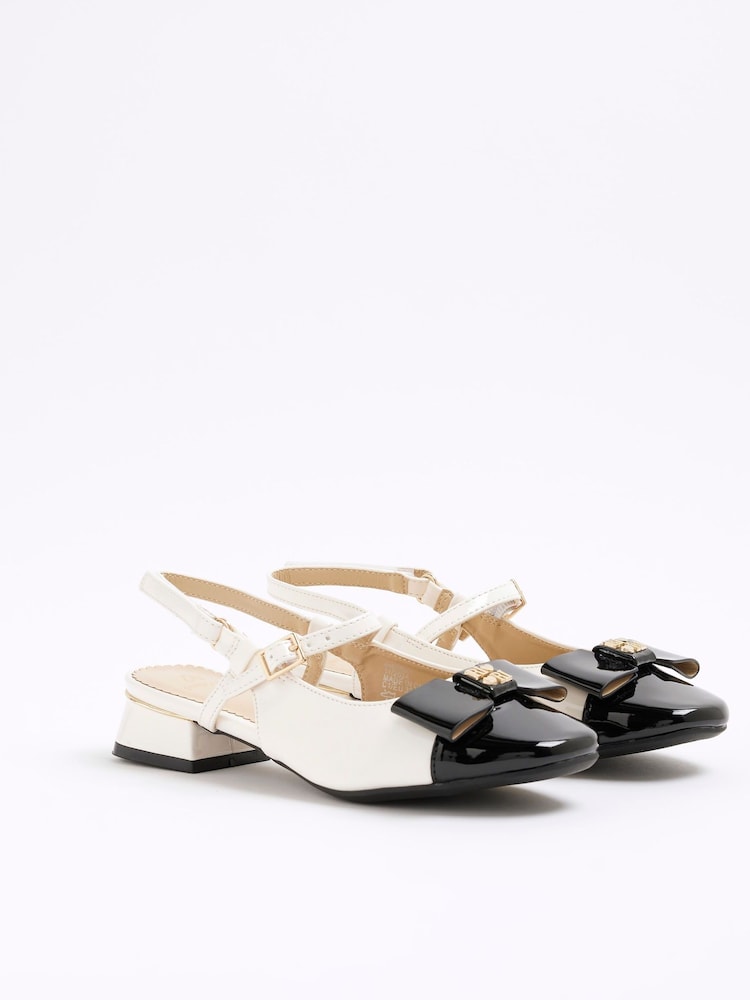 River Island Cream Girls Bow Slingback Shoes - Image 2 of 5 River Island Cream Girls Bow Slingback Shoes - Image 2 of 5