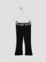 River Island Black Girls Waistband Kickflare Leggings - Image 1 of 5