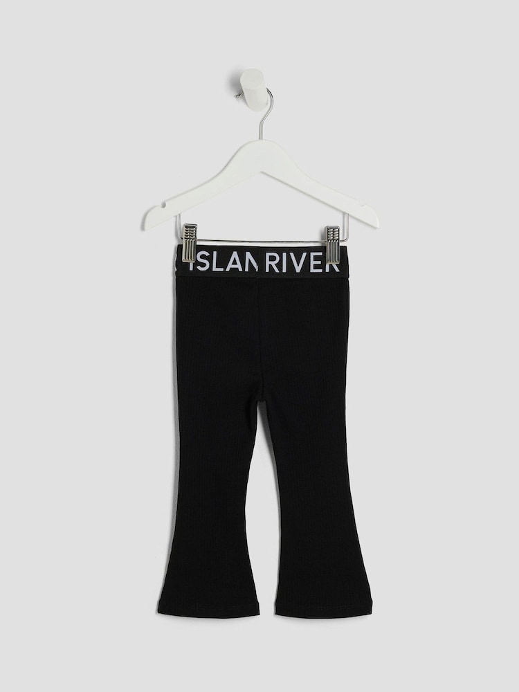 River Island Black Girls Waistband Kickflare Leggings - Image 2 of 5 River Island Black Girls Waistband Kickflare Leggings - Image 2 of 5