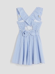River Island Blue Girls Stripe Embroidery Lemon 100% Cotton Dress - Image 2 of 4