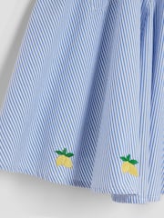 River Island Blue Girls Stripe Embroidery Lemon 100% Cotton Dress - Image 3 of 4