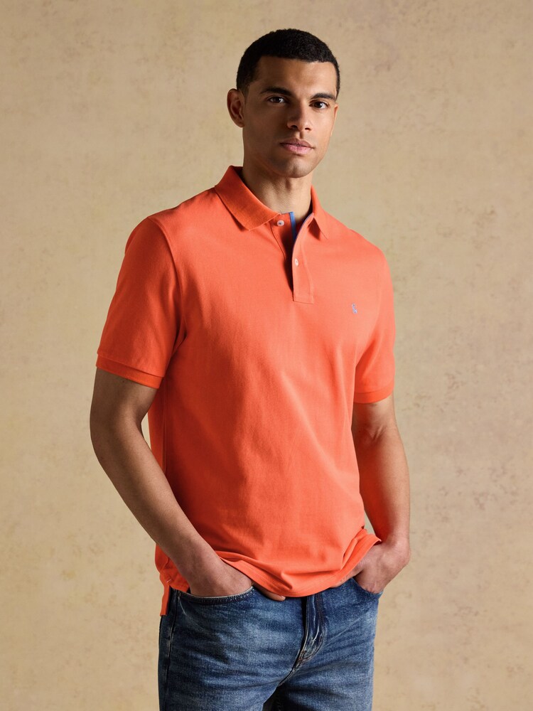 Joules Woody Bright Orange Cotton Pique Short Sleeve Polo Shirt - Image 1 of 9 Joules Woody Bright Orange Cotton Pique Short Sleeve Polo Shirt - Image 1 of 9