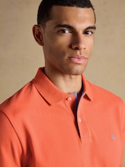 Joules Woody Bright Orange Cotton Pique Short Sleeve Polo Shirt - Image 7 of 9