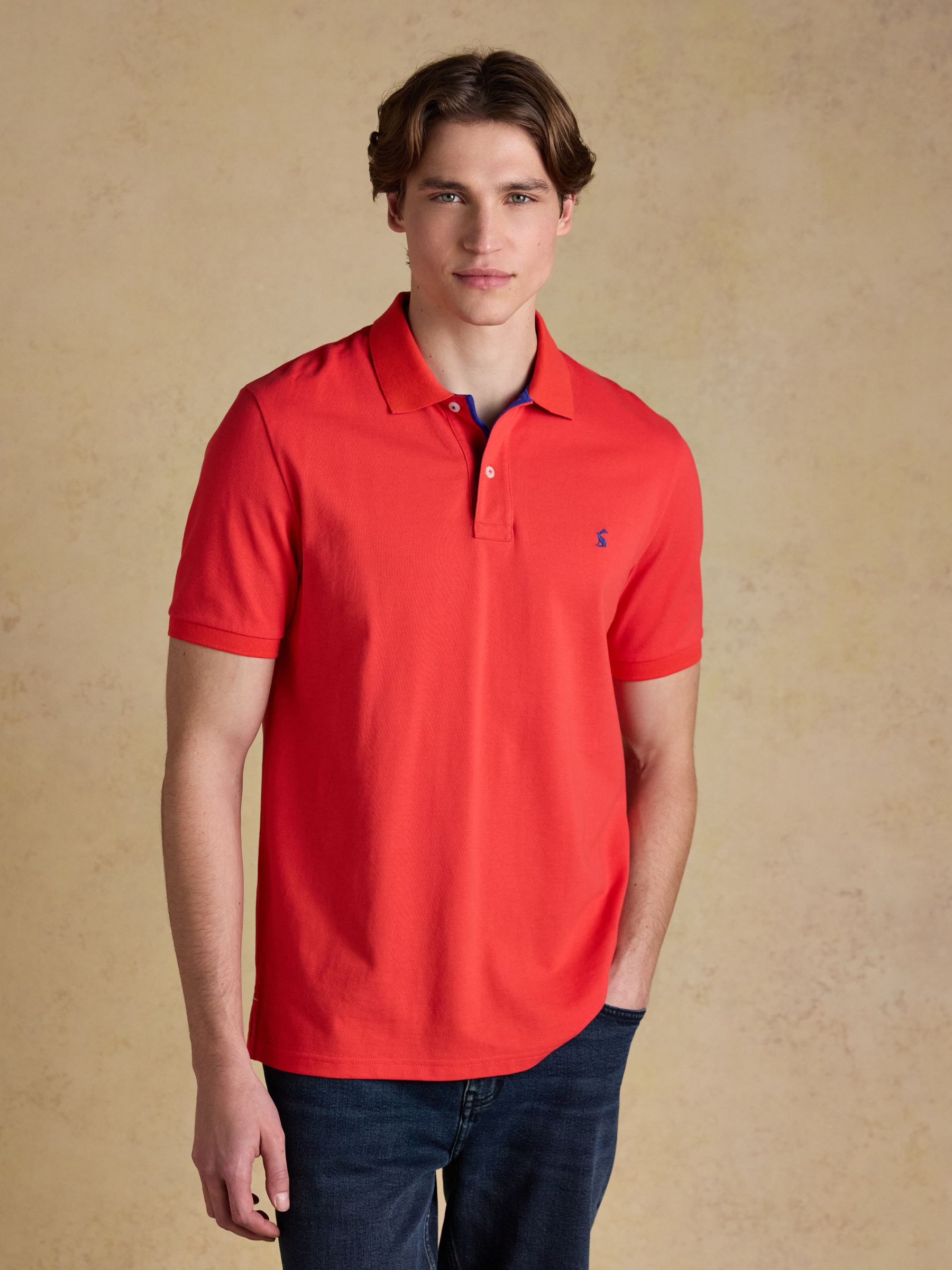 Joules Men's Woody Cotton Pique Polo Shirt Red Small