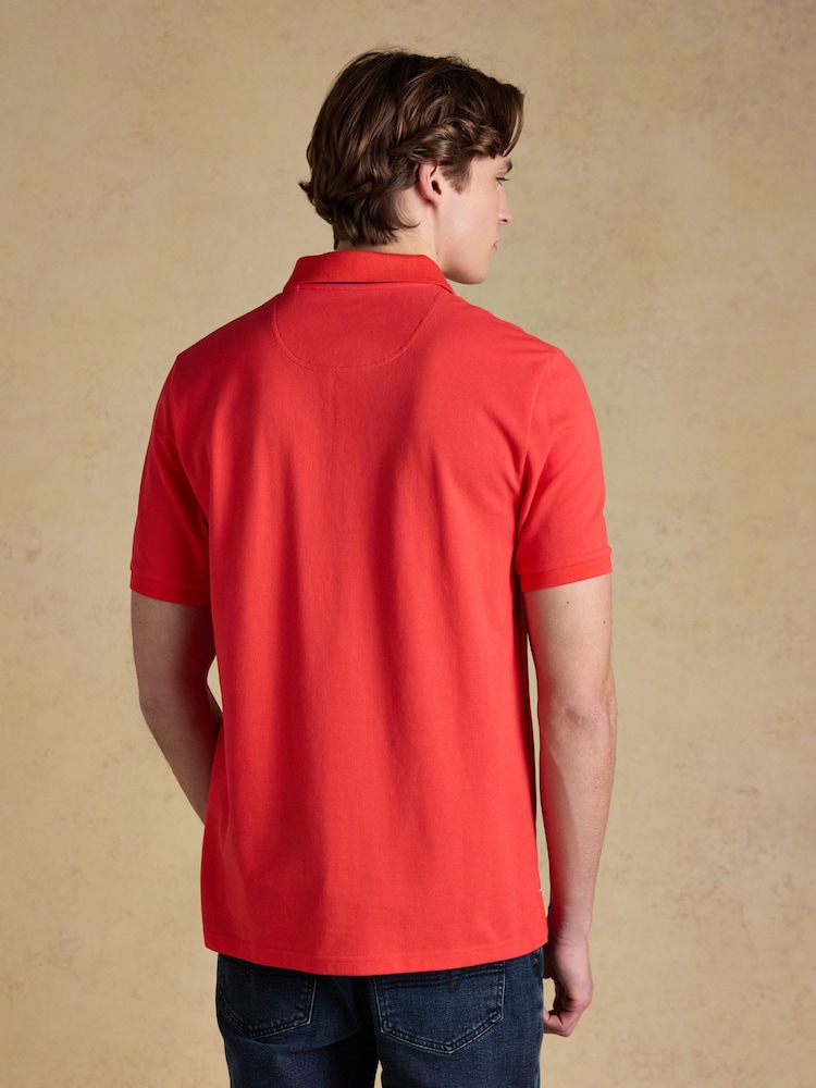 Joules Woody Red Cotton Pique Polo Shirt - Image 2 of 9 Joules Woody Red Cotton Pique Polo Shirt - Image 2 of 9