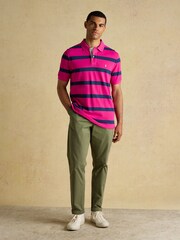 Joules Woody Pink & Blue Stripe Cotton Pique Polo Shirt - Image 3 of 9