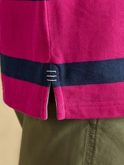 Joules Woody Pink & Blue Stripe Cotton Pique Polo Shirt - Image 8 of 9
