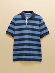 Joules Woody Blue & Navy Stripe Cotton Pique Polo Shirt - Image 11 of 11
