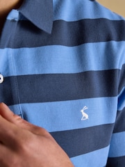 Joules Woody Blue & Navy Stripe Cotton Pique Polo Shirt - Image 5 of 11