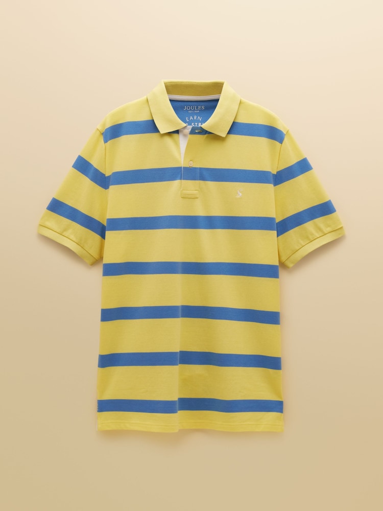 Joules Woody Yellow/Blue Cotton Pique Polo Shirt - Image 7 of 7